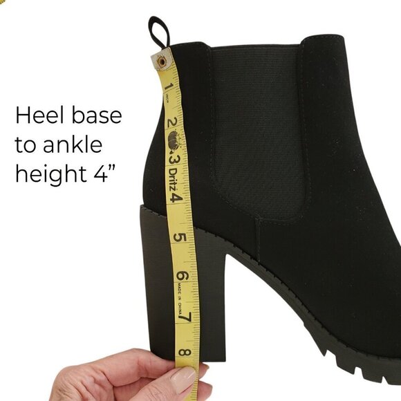 Soda Whimsigoth Chunky Heel Black Combat Boots Jaber Ankle Lug Sole Pull on 9.5 - Picture 10 of 13